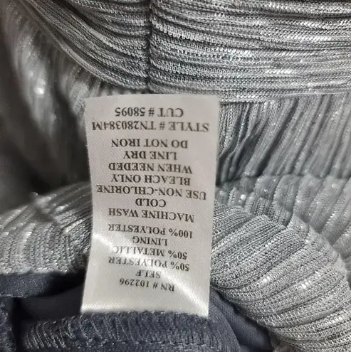 Connected Apparel silver plisse tiered midi dress size 12