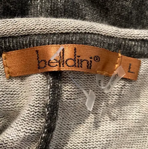 Beldini Belldini High Low Knitted Tunic Pearl Button Blouse Women Size Large Dark Grey