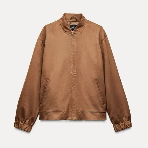 ZARA NWT faux suede tan brown bomber jacket