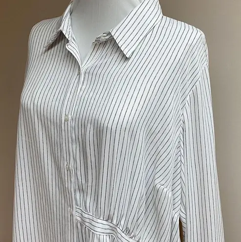 Rachel Roy Long Sleeve White Striped Tunic/Blouse