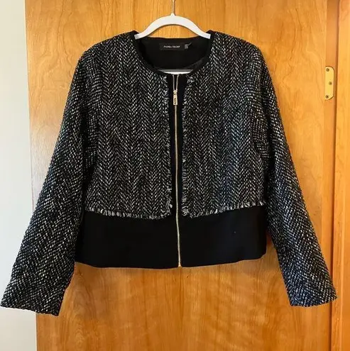 Ivanka Trump  Women’s Blazer Jacket Career Front Zip Black White Size 14