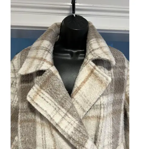 Wish The Label Natrual Plaid Empire Coat Size Large