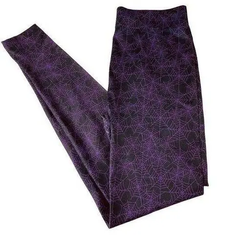 Unbranded Halloween Leggings Womens Size S/M Black Purple Spider Web Spooky Goth Size M