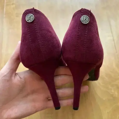 Unisa Faux Suede Un Saffyre Peep Toe Heeled Booties, Red Wine/Berry, Size 8M
