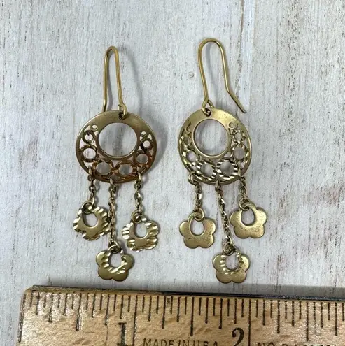 Solid 14K yellow gold dangle earrings, made in Italy