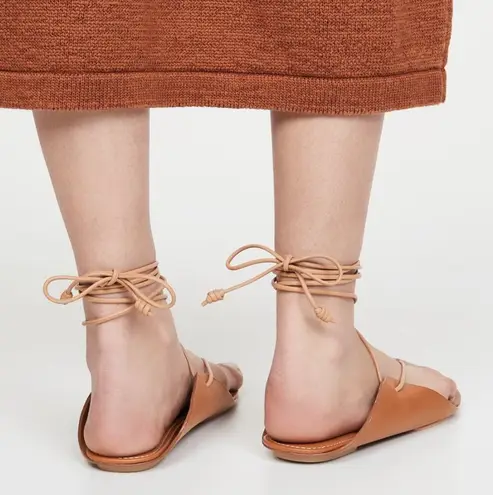 Ulla Johnson Saddle Brown Leather Aidy Lace up Sandals