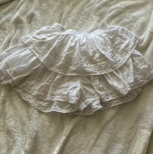 American Eagle White Mini Skirt Skort Coquette Pretty Lacy Cute Flower