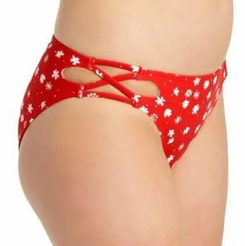 California Waves  red floral bikini swim bottom