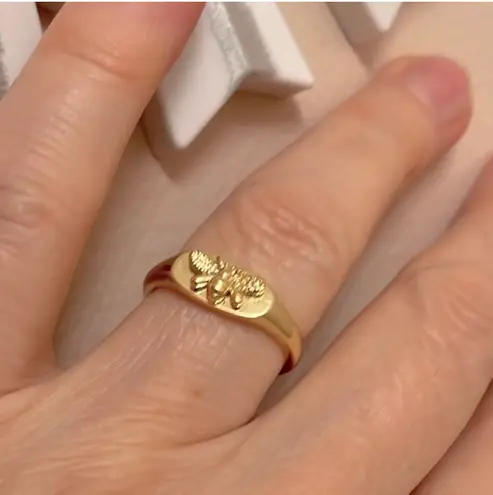 Madewell 14K Gold Plated Bee Signet Ring