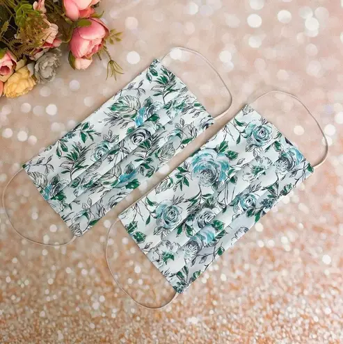 Baby Blue Floral Premium Cotton Face Mask Multiple