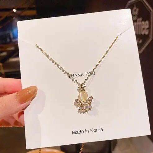 18K Gold Plated Angel Pendant Necklace for Women