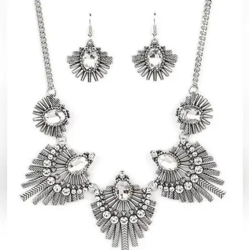 Paparazzi NWT  Miss You-niverse Silver Necklace & Earrings Set