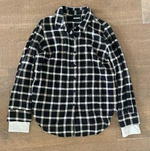 monrow plaid flannel button down shirt Black Size L