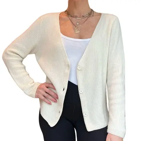 Jil Sander  100% Cashmere Cream 3 Button Cardigan Size EU 42