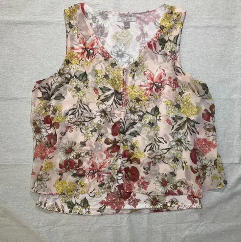 Roz & Ali Blush Pink Floral Layered Blouse - Large