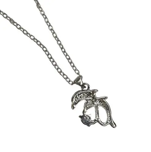 NWOT Silver Tone Double Dolphin Teal Rhinestone Cable Chain Necklace Blue