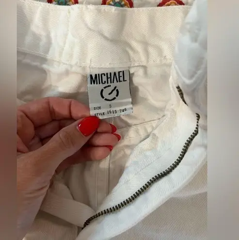 Vintage 90s High Waist Distressed Eyelet Ruffle White Shorts Michael G Size 5