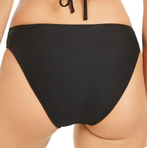 Hula Honey BLACK Rib Hipster Bikini Swim Bottom Sm