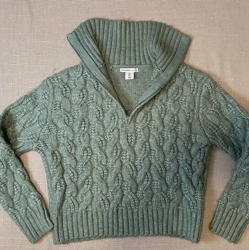 Sincerely Jules SMALL Mint Green Knit Three Quarter Zip Womens Pullover Sweater