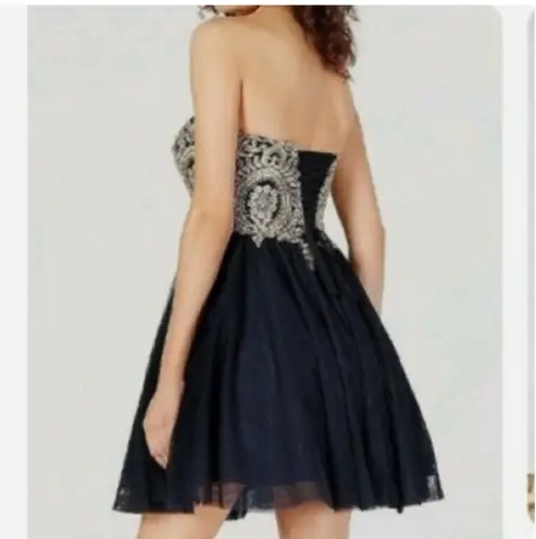 City Chic Navy and Gold Strapless Formal Dress