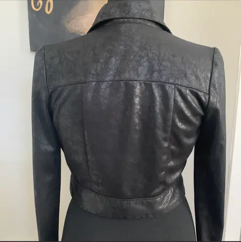 Princess Polly Faux Leather Black Cropped Moto Jacket 