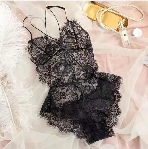 Boutique Black Lace Backless Bodysuit 