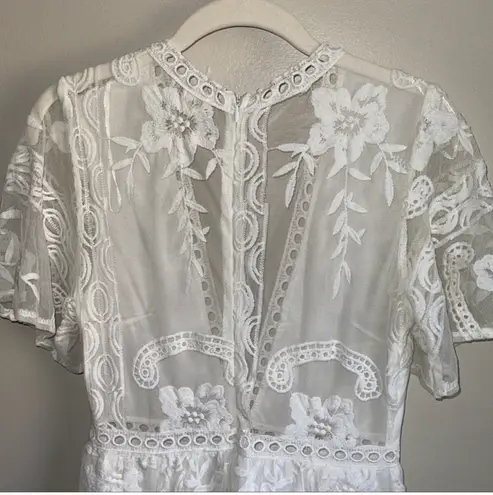 SEEK the Label white boho floral embroidered lace romper