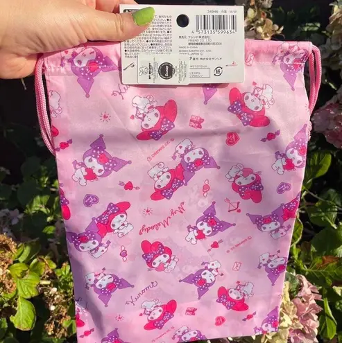 Sanrio Pink Drawstring Bag With My Melody And Kuromi