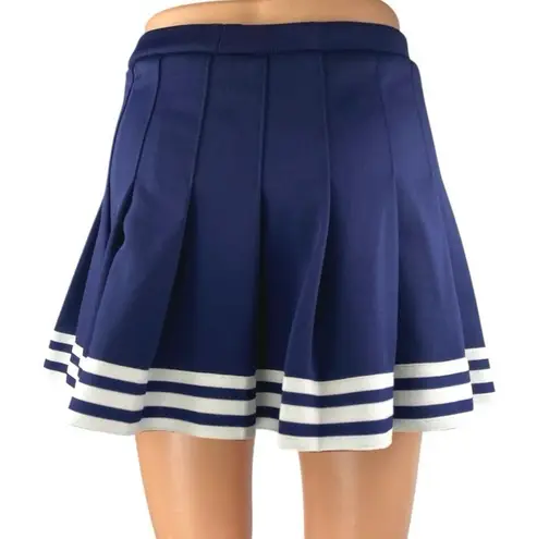 Cheerleading.com Women's Navy Blue White Stripes Pleated A Line Mini Skirt Sz XS