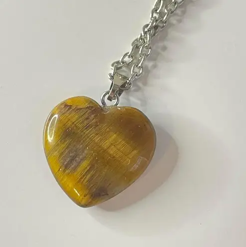 Handmade Tiger’s Eye Crystal Heart Necklace