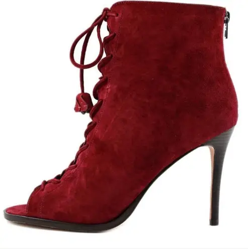 Coach  Lena burgundy Suede Leather Sexy Fun Open Toe Ankle Boots Booties [size 7]