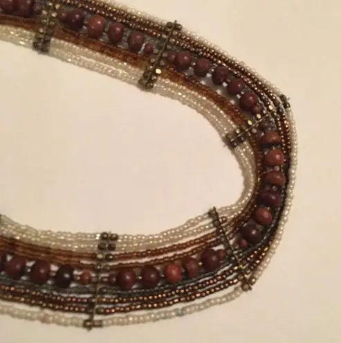 Nice Women’s Hand Crafted Beaded Costume Jewelry Necklace Brown / Neutral Tones