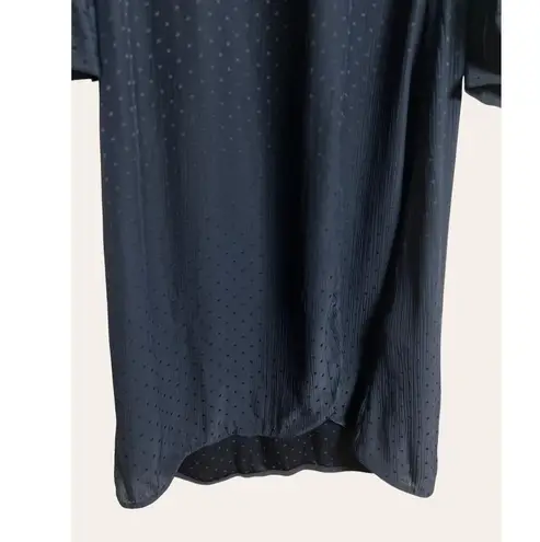 Sandro Paris Navy Blue Asymmetrical Polka Dot Long Sleeve Shirt Dress Size M