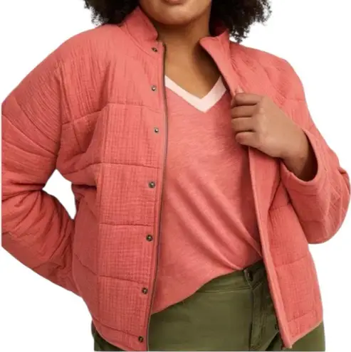 Torrid Quilted Drop Shoulder Zip Up Snap Button Jacket