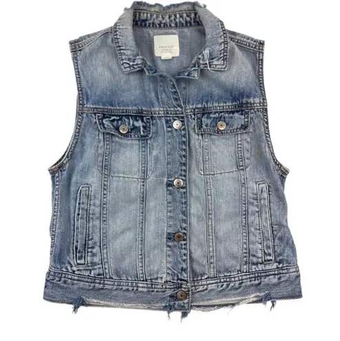 American Eagle  Distressed Sleeveless Jean Jacket Size Small