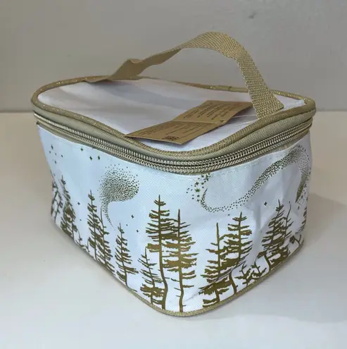 Yves Rocher NWT Women’s White Gold Tree Print Cosmetic Beauty Case Size 7”x5”