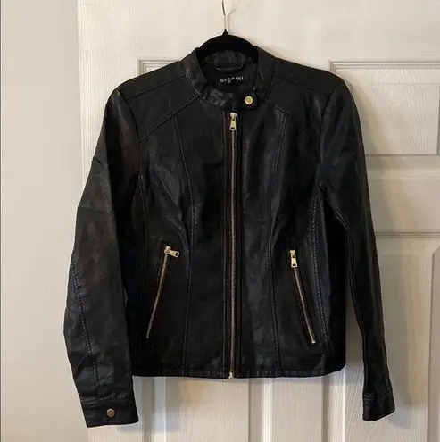 Baccini Faux Leather Black Women's Jacket size S excellent condition length 23”