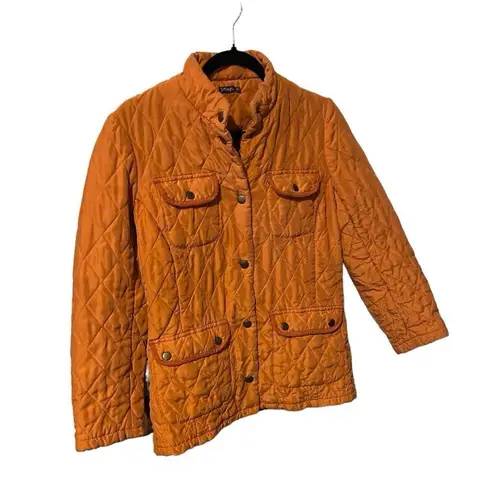 J. McLaughlin  Burnt Orange Quilted 100% Silk Snap Up Size Small Jacket.