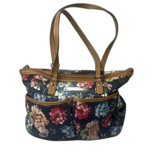 Rosetti  Navy Floral and Tan Handbag Shoulder Bag Tote