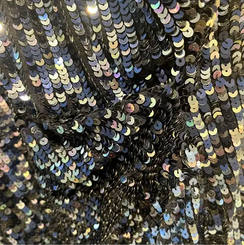 Parker Black Sequined Cocktail Navy Dress Bling Rave Sz 4 Cinched Side New Year