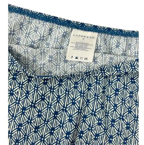 Lands'End  blue and white patterned swim suit skirt cover up quick dry skirt size