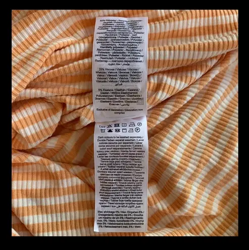 VERO MODA Tangerine and White Ribbed Ruffle Mini Dress Juniors Size Medium NWOT