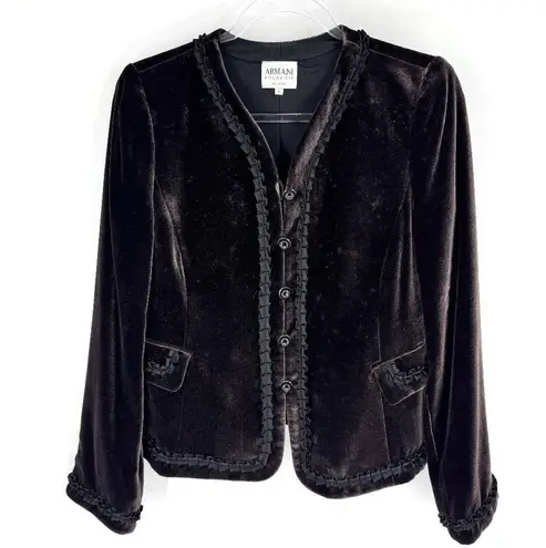 Armani Collezioni Velvet Jacket Chocolate Brown Size 4