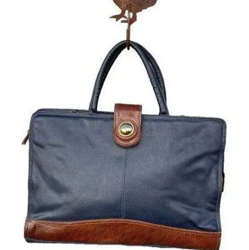 Vintage Capezio black & brown faux leather laptop briefcase Black