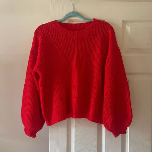 SheIn Red Ribbed Sweater