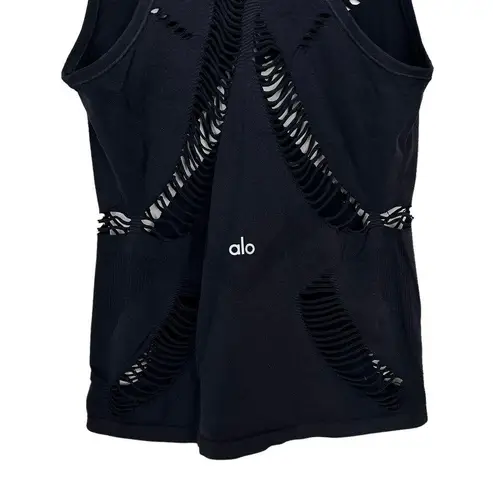 Alo Yoga  Black Perforated Tank Top Sz S