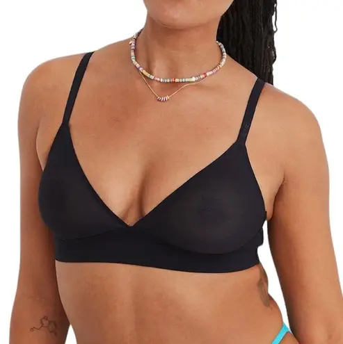 Aerie New  SMOOTHEZ Mesh Bralette Sheer Wireless Bra True Black Size Small