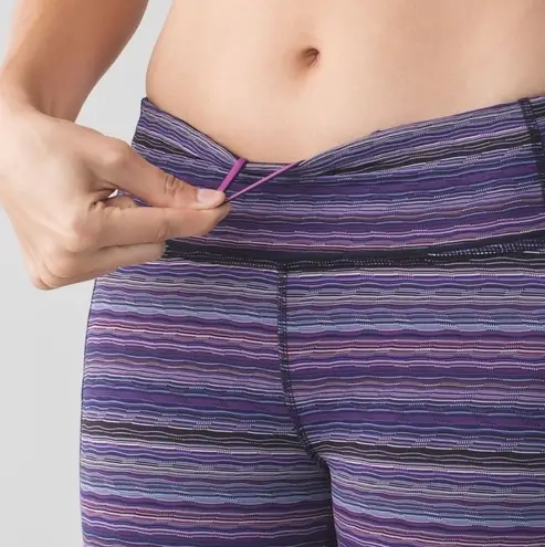 Lululemon Pace Rival Crop Space Dye Twist Leggings 4 Purple Stripe Pockets EUC