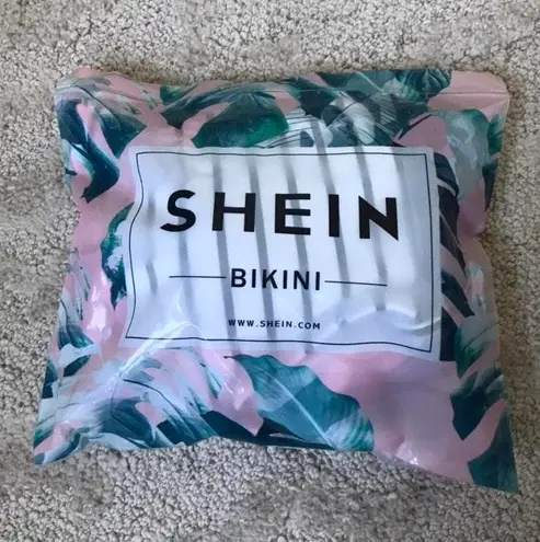 SheIn Lace Up Bikini Set With Dark Blue Bottoms NWT