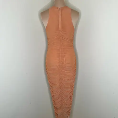 House of Harlow 1960 Bodycon Dress Xs Desert Ruched Midi High Neck Racerback New